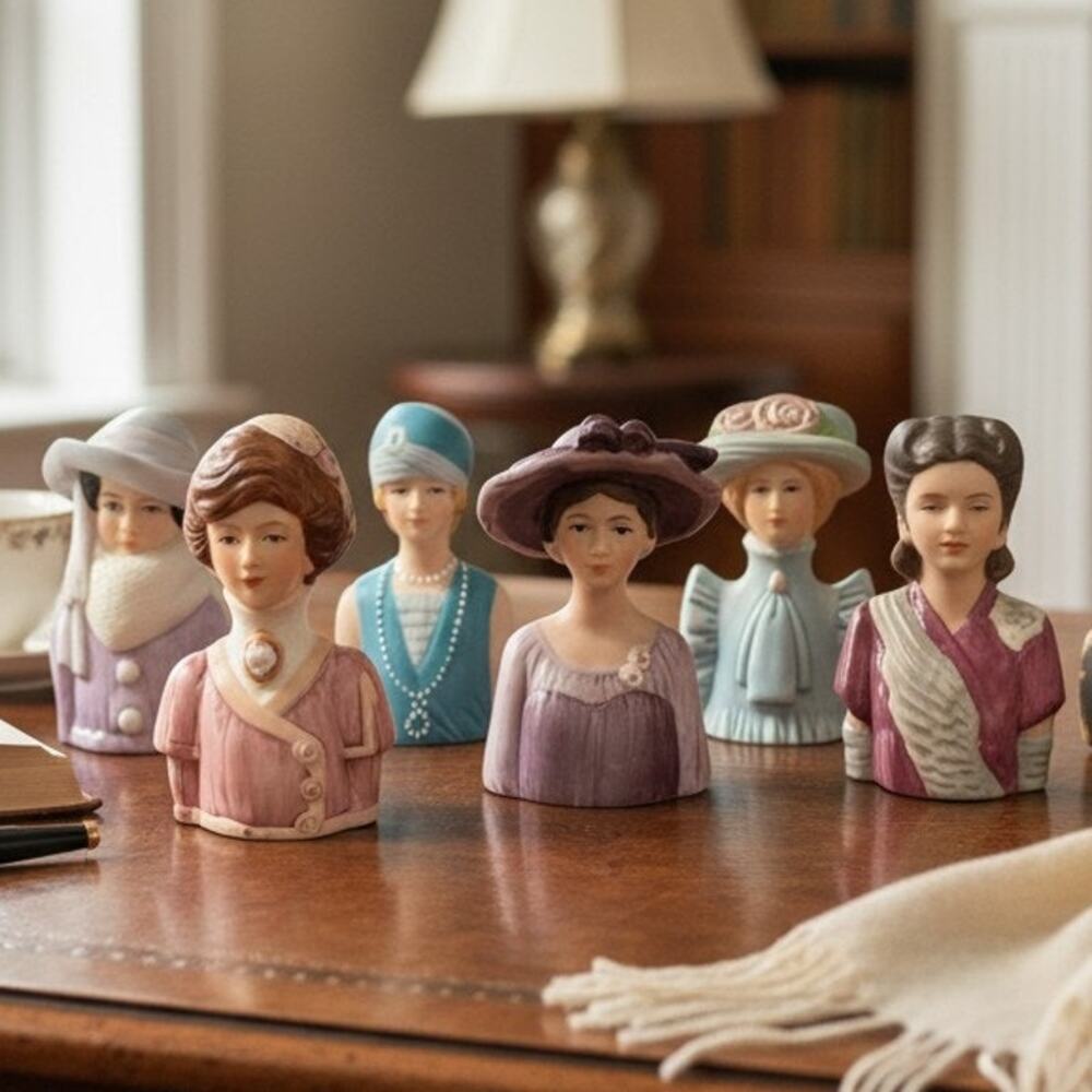 Vintage Avon American Fashion Porcelain Lady Thimbles Lot 6 Grandmillennial